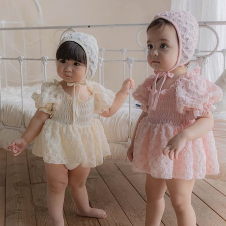 [予約] Juliet Bloom Swimsuit (bebe) (Hat Set)/ OREN by Hibyebebe
