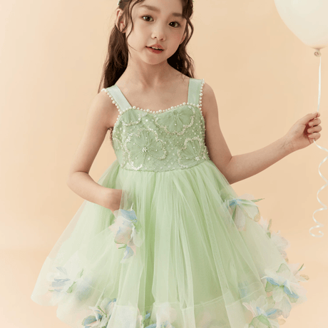 [予約] Mint Blossom Beaded Dress(+Wings)