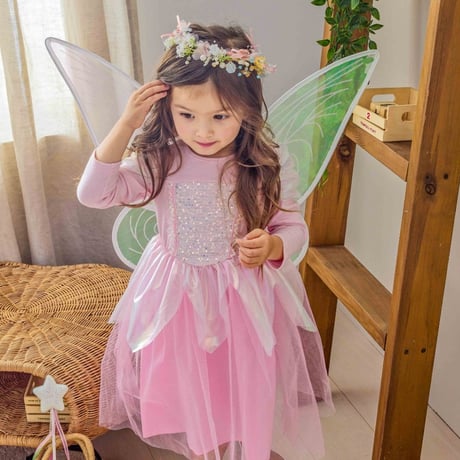 [即納]  Tinker Bell Fairy Dress(Pink/Green)/ Mini Recipe  ( Green S, Pink S_ size のみ   )