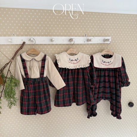 [予約] Eve Check Overalls / OREN by Hibyebebe