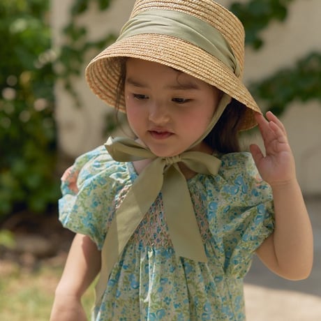 [予約] Suet Ribbon Straw Hat/ OREN by Hibyebebe