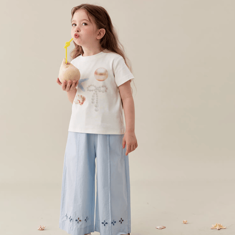 [予約] Marine Embroidery Wide Pants
