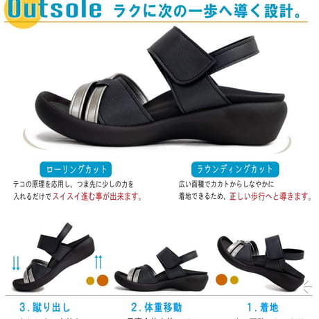 RegettaCanoe  リゲッタ サンダル 日本製 ウエッジ 面ファスナー バックベルト3e