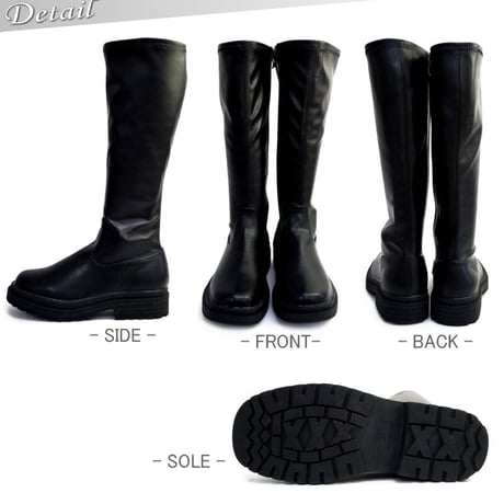 【2023年秋冬/再入荷】CAVOUR ロングブーツ ストレッチ トラックソール ラウンドトゥ キレイ目シルエット