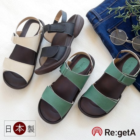 【2026年春夏/新色入荷】リゲッタ サンダル 日本製 フラット 面ファスナー バックベルト 3e