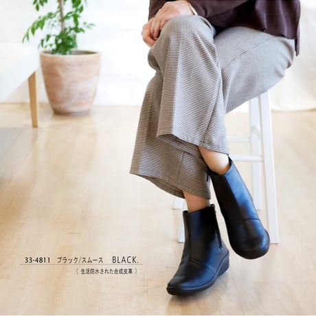 【2026年春/再入荷】Pansy ショートブーツ サイドゴア ファスナー 生活防水 撥水 防滑 抗菌 防臭 3e