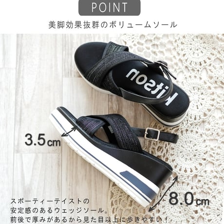 【2026年春夏新作】サンダル 厚底 バックストラップ kitson キットソン 3E スポーティー 厚底 ウエッジ