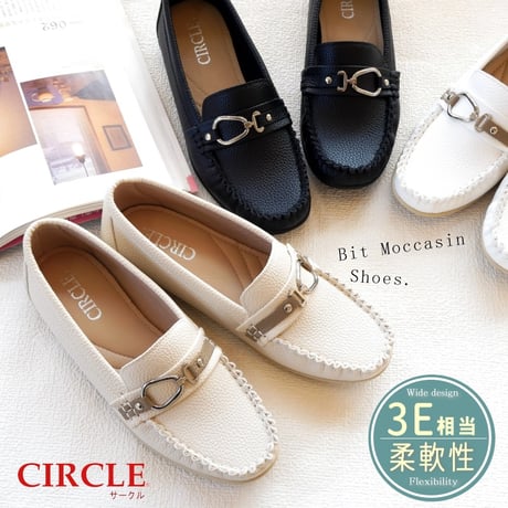 【2026年春/新色追加】 CIRCLE モカシンシューズ ビット フラットソール 軽量 屈曲 ソフト 3e