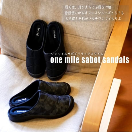 【2026年/再入荷】Pansy サボサンダル メンズ ナイロン キルティング フラット 屈曲 4e