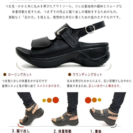 【2026年/再入荷】Re:getA リゲッタ サンダル レディース ローリング 日本製 黒 オフィス ストラップ 歩きやすい