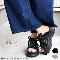 【2026年春夏/再入荷】BOUQET スポーツサンダル レースアップ パンチング 厚底 フラット 軽量 3e