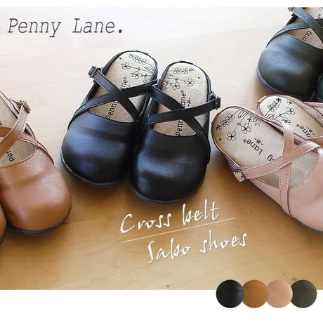Penny Lane ペニーレイン クロッグスサンダル サボ インヒール ラウンドトゥ クロスベルト レディース