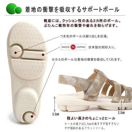 Re:getA 2ball サンダル グルカサンダル レディース 日本製 バックベルト 軽い