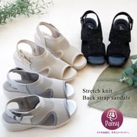 【2026年春夏/再入荷】pansy パンジー サンダル バックベルト 厚底 フラット ニット 軽い コンフォート