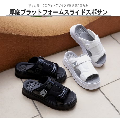 BOUQET スポーツサンダル プラットフォーム ミュール つっかけ 3e 軽量
