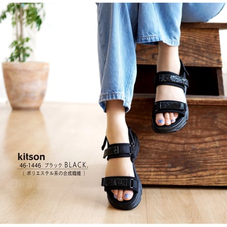 【2026年春夏/再入荷】kitson キットソン スポーツサンダル バックベルト ビジュー厚底 軽量3e