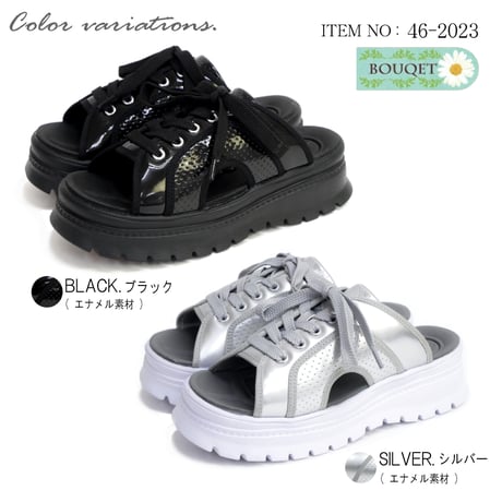 【2026年春夏/再入荷】BOUQET スポーツサンダル レースアップ パンチング 厚底 フラット 軽量 3e