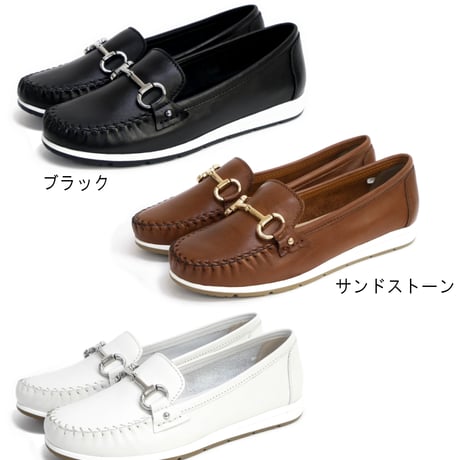 モカシンシューズ ビット レディース 本革 レザー 2.5E 軽量 柔らかい 滑りにくい