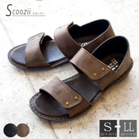 Scoozii カウンター付きサンダル 2本ベルト 面ファスナー フラット 屈曲