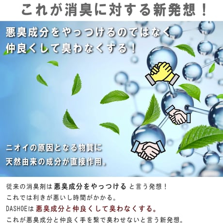 『DASHOE』消臭スプレー 日本製 靴の脱臭 臭い予防 植物由来 しっかり消す 臭いの原因全般 天然成分100%