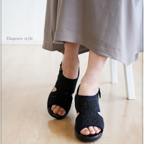 【2026年春夏/再入荷】Pansy バックベルトサンダル フラット 軽い ビジュー 3e 抗菌 防臭