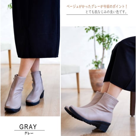 【2026年秋冬/再入荷】REFRESH WALK ショートブーツ エレガンス ストレッチ  防水 耐滑 抗菌 ウエッジ 3e
