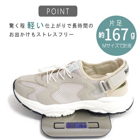 【2026年春夏新作】Nordic Light スニーカーサンダル バックベルト メッシュ ドローコード 軽量 3E