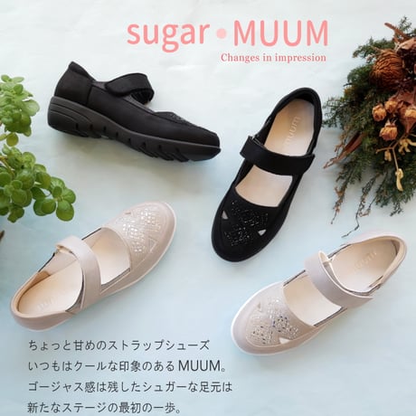 【2026年春/再入荷】MUUM ムーム ストラップシューズ クリアストーン 面ファスナー 軽量 屈曲 3e