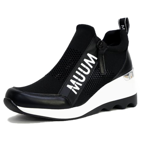 【2026年春夏/再入荷】MUUM ハイカットスニーカー ウエッジ ストレッチニット メッシュ 厚底 3e