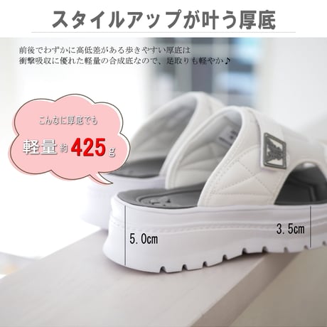 BOUQET スポーツサンダル プラットフォーム ミュール つっかけ 3e 軽量