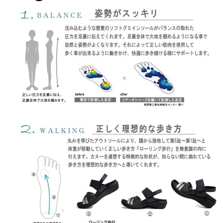 RegettaCanoe  リゲッタ サンダル 日本製 ウエッジ 面ファスナー バックベルト3e