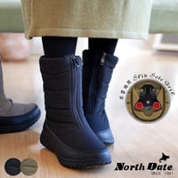【2026年秋冬/再入荷予定】NORTH DATE 防寒ブーツ スノー ミドル丈 ノースデート 裏起毛 軽量 撥水加工 スパイクON/OFF付き