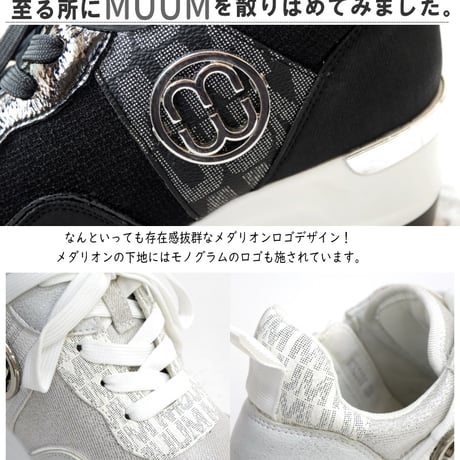 【2026年春/再入荷】MUUM スニーカー ミドルカット 厚底 ウエッジ メダリオン ロゴ 紐 3e