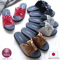 【2026年/再入荷】Pansy パンジー サンダル レディース   つっかけ フラット  日本製 軽量 オフィス 室内 リボン 可愛い おしゃれ