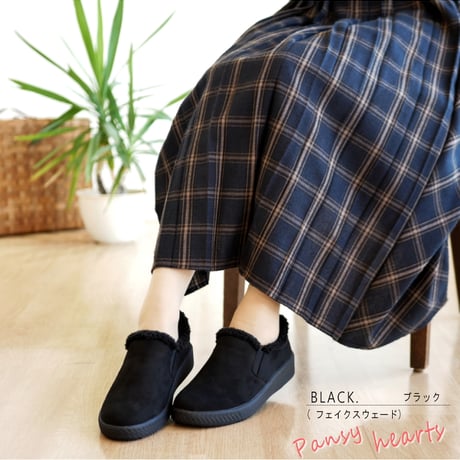 【2026年秋冬/再入荷】Pansy スリッポンシューズ ボア 暖かい 撥水 軽い 屈曲 3e