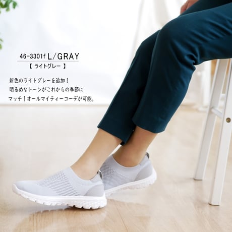onni ELAMA スリッポンシューズ フラット スクエア ニット ストレッチ 軽い 3e