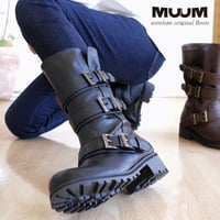 【2026年冬/再入荷】MUUM ムーム エンジニアブーツ レディース 靴 ミドル丈 くしゅくしゅ メンズライク