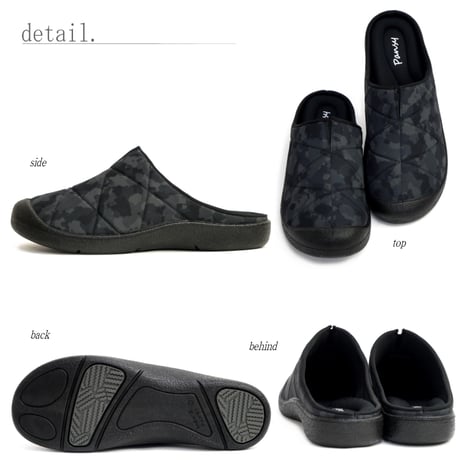 【2026年/再入荷】Pansy サボサンダル メンズ ナイロン キルティング フラット 屈曲 4e