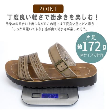 【2026年春夏新作】サンダル レディース フラット つっかけ 手染め 幅広 3E 2way バックストラップ PARTAM