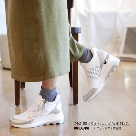 【2026年春夏/再入荷】MUUM ハイカットスニーカー ウエッジ ストレッチニット メッシュ 厚底 3e