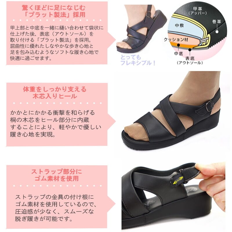 Pansy 履きやすい オフィス バックストラップサンダル | 靴のアンテロープ