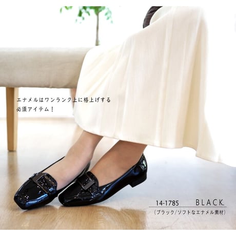 【2026年春夏/再入荷】AC 日本製 パンプス エナメル スクエアトゥ バックル ローヒール 仕事 3e