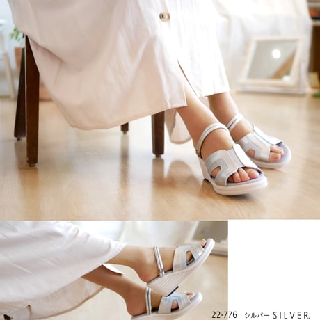 REFRESH WALKミュールサンダル レディース 2WAY ストラップベルト ウエッジソール グリッター