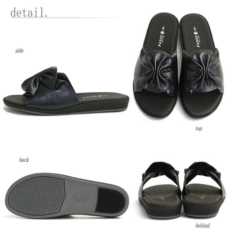 【2026年/再入荷】Pansy パンジー サンダル レディース   つっかけ フラット  日本製 軽量 オフィス 室内 リボン 可愛い おしゃれ