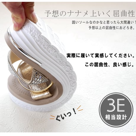 PARTAM ミュールサンダル クリアストーン 2本ベルト フラット 3e 軽い