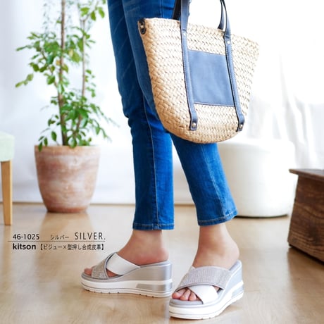 【2026年春夏/再入荷】kitson ミュールサンダル スポーティー ビジュー ウエッジ 軽量3e