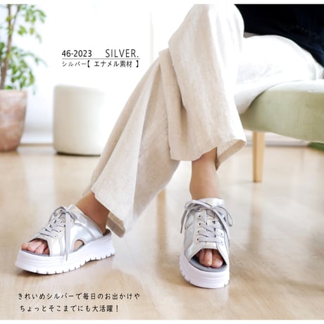 【2026年春夏/再入荷】BOUQET スポーツサンダル レースアップ パンチング 厚底 フラット 軽量 3e