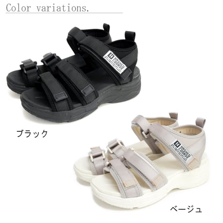 【2026年春夏新作】 HASHED COORDE スポーツサンダル レディース 厚底 軽量 3E 幅広 バックベルト 面ファスナー ダブルベルト 調節可能 フラットソール 柔らかい スポーティー