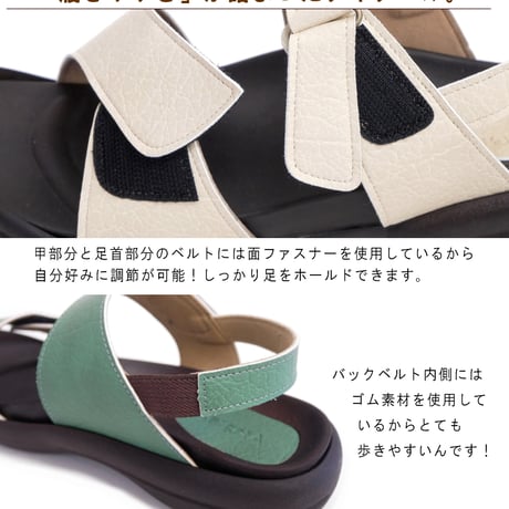【2026年春夏/新色入荷】リゲッタ サンダル 日本製 フラット 面ファスナー バックベルト 3e