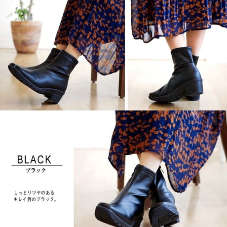 【2026年秋冬/再入荷】REFRESH WALK ショートブーツ エレガンス ストレッチ  防水 耐滑 抗菌 ウエッジ 3e